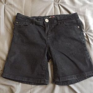 Black denim shorts
